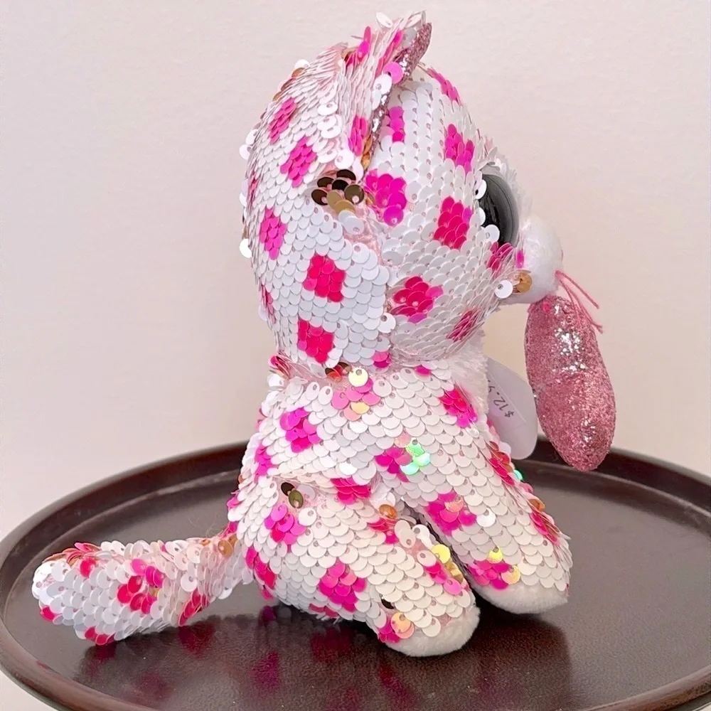 Brand New Ty FIippables Sequins Cupid the Valentine Cat Plush & Pink Boba Diary